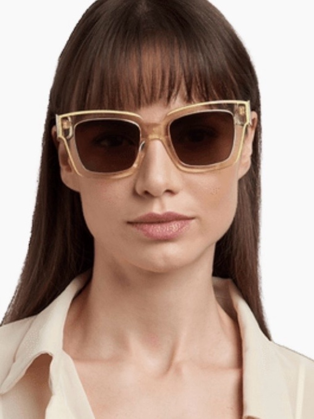 kate spade Beige Square Sunglasses with Brown Lenses